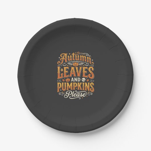 Herbstlaub und Kürbisse bitte Halloween-Design Pappteller (Vorderseite)