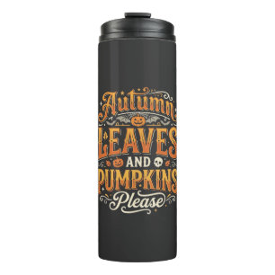 Herbstlaub und Kürbisse bitte Halloween-Design Thermosbecher
