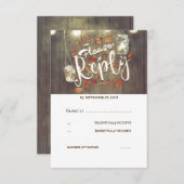 Herbstlaub und Mason Jars Wedding RSVP (Vorne/Hinten)