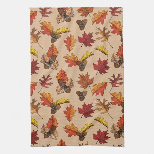 Herbstlaub und Muster Geschirrtuch (Vertikal)