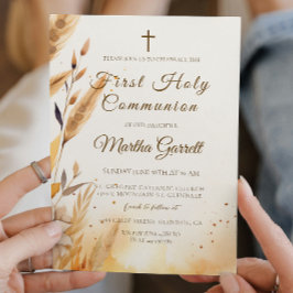 Herbstlaub und Pampas Girl First Heilige Kommune Einladung
