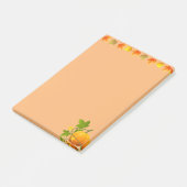 Herbstlaub und Pumpkin auf Orange Post-it Klebezettel (angewinkelt)