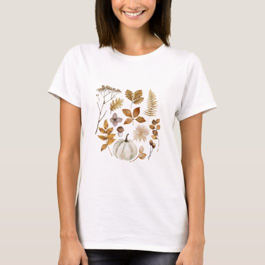 Herbstlaub und Pumpkin T-Shirt (Vorderseite)