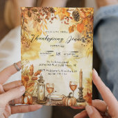 Herbstlaub und Pumpkins Erntedank Einladung