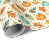 Herbstlaub und Pumpkins-Umschlagpapier Geschenkpapier (Rolleneckpunkt)