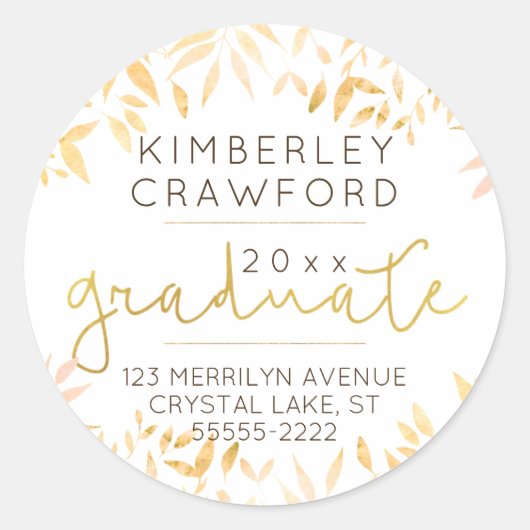 Herbstlaub und Rücksendeadresse für das Script Runder Aufkleber (Vorderseite)