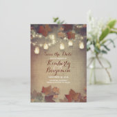 Herbstlaub und rustikale Mason Jars Save the Date (Stehend Vorderseite)