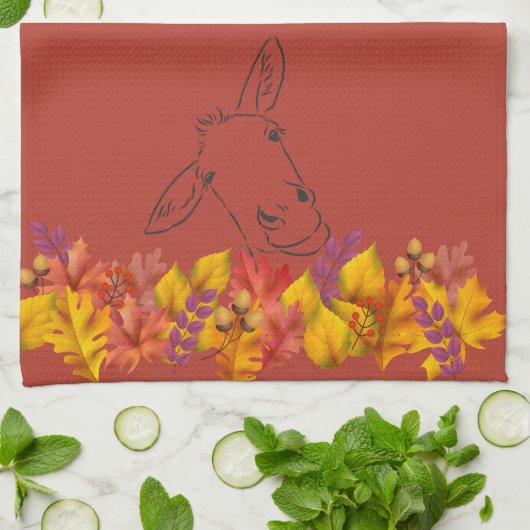 Herbstlaub und Tintenschlüssel Geschirrtuch (Gefaltet)