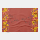 Herbstlaub und Tintenschlüssel Geschirrtuch (Horizontal)