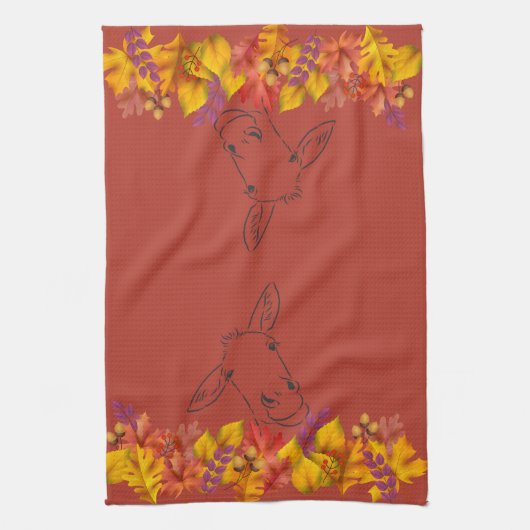 Herbstlaub und Tintenschlüssel Geschirrtuch (Vertikal)