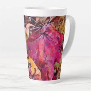 Herbstlaub verwandelten sich in Aquarellfarbe Latt Milchtasse