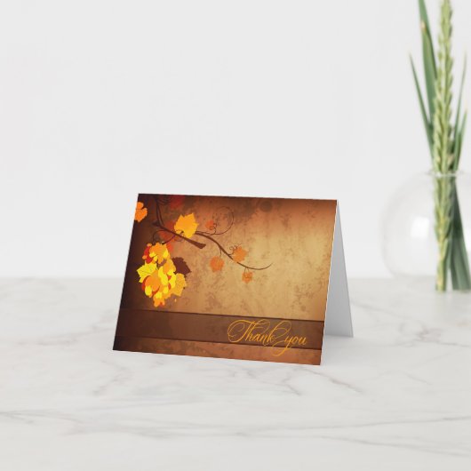 Herbstlaub Vintag Not Hochzeit danke (Vorderseite)