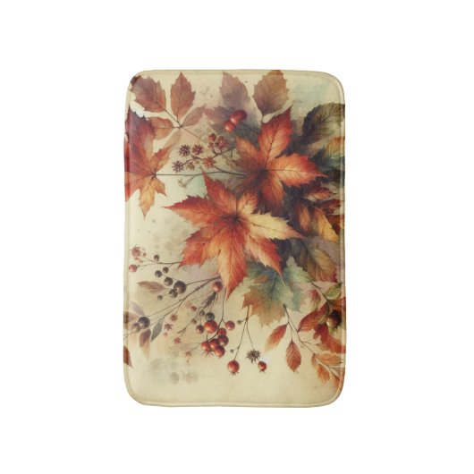 Herbstlaub Vintage Herbstfarben Badematte (Vorderseite Vertikal)
