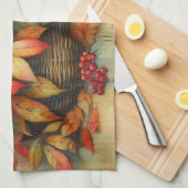 Herbstlaub Vintage Herbstfarben Geschirrtuch (Viertel Falte)