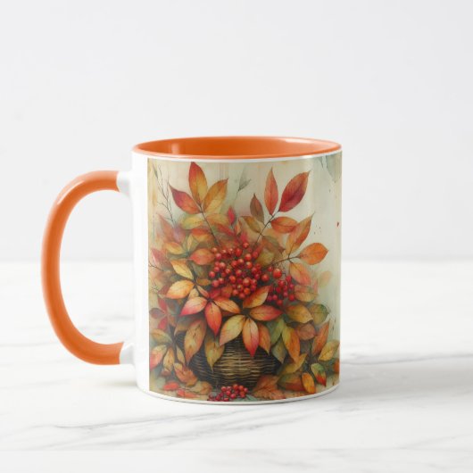 Herbstlaub Vintage Herbstfarben Tasse (Links)