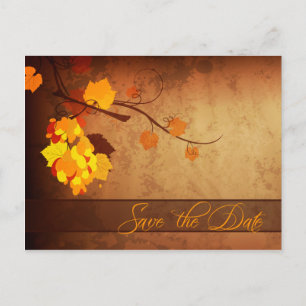 Herbstlaub vintage Save-the-Date-Anzeige im Retrol Ankündigungspostkarte