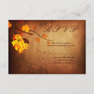 Herbstlaub vintage verwitterte Hochzeits-RSVP-Antw RSVP Karte