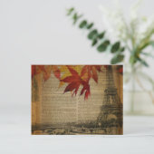Herbstlaub Vintager Herbstturm Paris Eiffel Postkarte (Stehend Vorderseite)