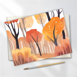 Herbstlaub Wald Aquarell Blätter Postkarte