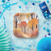 Herbstlaub Wald Wasserfarbe Blätter Pappteller (Party)