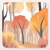 Herbstlaub Wald Wasserfarbe Blätter Rechteckiger Pappuntersetzer (Vorderseite)