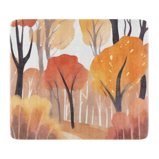 Herbstlaub Wald Wasserfarbe Blätter Schneidebrett (Vorderseite)