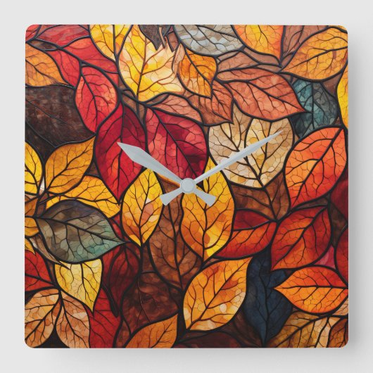 Herbstlaub Wall Clock Quadratische Wanduhr (Vorderseite)