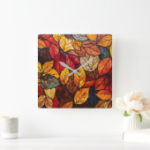 Herbstlaub Wall Clock Quadratische Wanduhr (Zuhause)