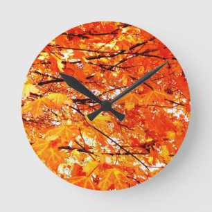 Herbstlaub-Wanduhr Runde Wanduhr