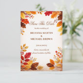 Herbstlaub Warm Botanisch Save The Date (Stehend Vorderseite)