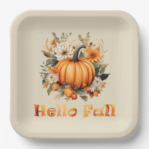 Herbstlaub Wasserfarbe Wildblumen Herbst Pappteller