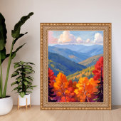 Herbstlaub | Wasserfarben-Gebirgslandschaft Poster