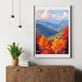 Herbstlaub | Wasserfarben-Gebirgslandschaft Poster