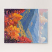 Herbstlaub | Wasserfarben-Gebirgslandschaft Puzzle (Horizontal)