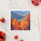 Herbstlaub | Wasserfarben-Gebirgslandschaft Serviette (Beispiel)