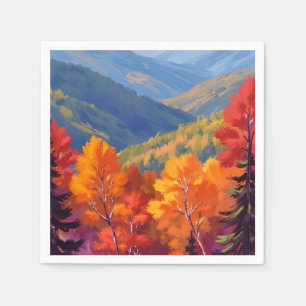 Herbstlaub Wasserfarben-Gebirgslandschaft Serviette