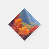 Herbstlaub | Wasserfarben-Gebirgslandschaft Serviette (Ecke)