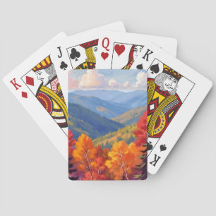 Herbstlaub   Wasserfarben-Gebirgslandschaft Spielkarten