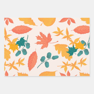 Herbstlaub Wasserfarbenmuster Geschenkpapier Set