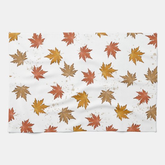 Herbstlaub Wasserfarbmuster Geschirrtuch (Horizontal)