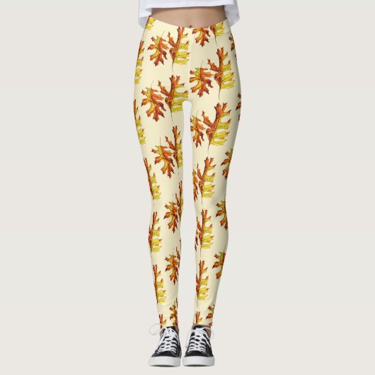 Herbstlaub Wasserfarbmuster Leggings (Vorderseite)