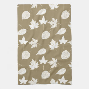 Herbstlaub - weiß und taupebraun handtuch