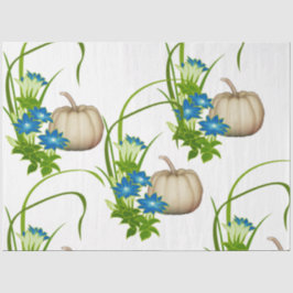 Herbstlaub Weiße Kürbisse Florale Grünpflanzen Seidenpapier