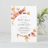 Herbstlaub | Weißes Brautparty & Burgund Einladung (Stehend Vorderseite)