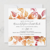 Herbstlaub White & Burgund Lässig Square Wedding Einladung (Vorderseite)