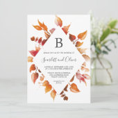Herbstlaub | White & Burgundy Diamond Wedding Einladung (Stehend Vorderseite)