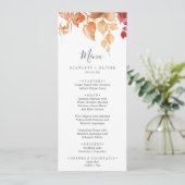 Herbstlaub | White & Burgundy Wedding Menu Menükarte (Stehend Vorderseite)