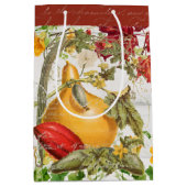 Herbstlaub Wildblume Pumpkins Rustikales Holz Mittlere Geschenktüte (Vorderseite)