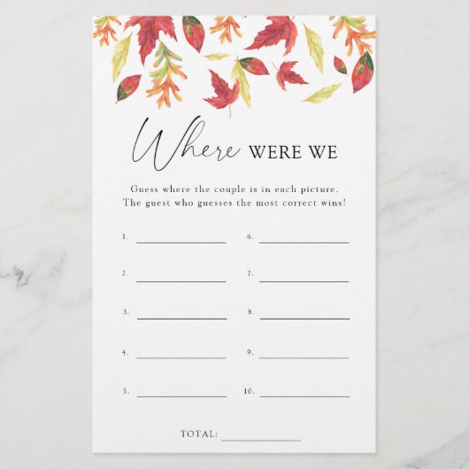 Herbstlaub - Wo waren wir Brautparty (Vorderseite)