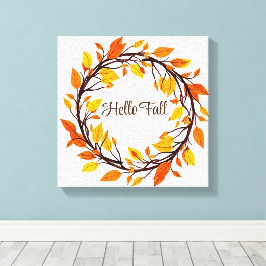 Herbstlaub Wreath Leinwand Art (Insitu (Holzboden))
